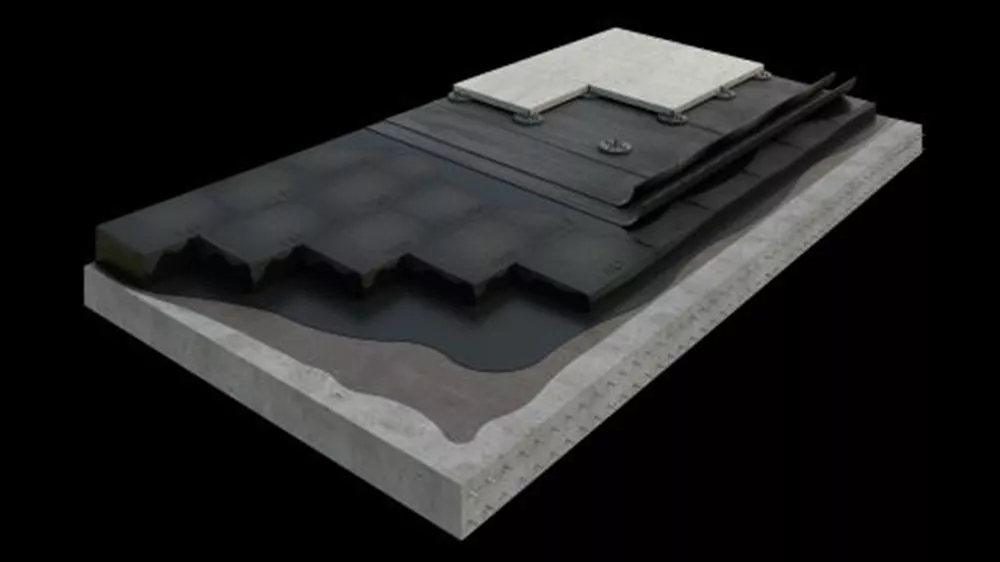3D Build-up heavy traffic roof with paving