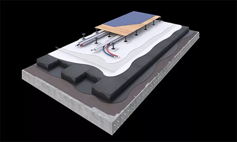 Access floor upon concrete ground floor slab