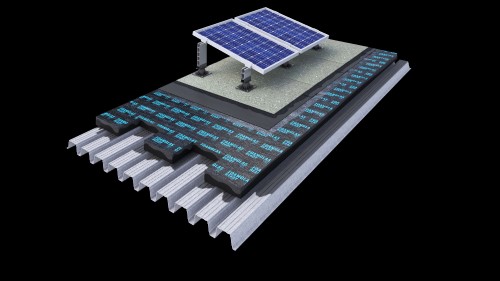 3D Build-up solar roof on metal deck