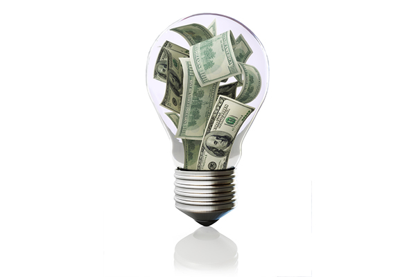 Light bulb with money