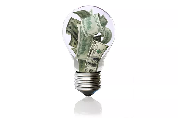 Light bulb with money