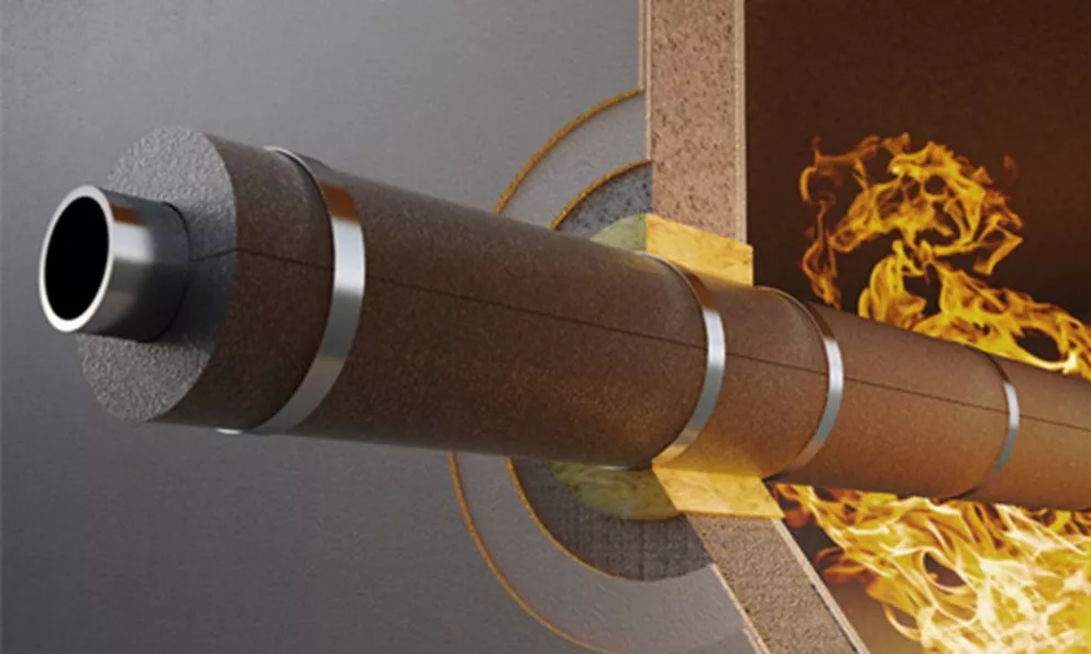 Passive fire protection in buildings with through fire stop