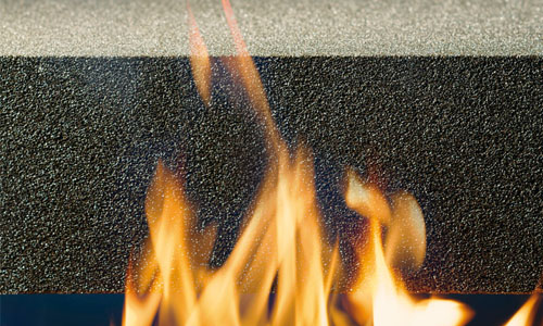 Flames on Foamglas insulation