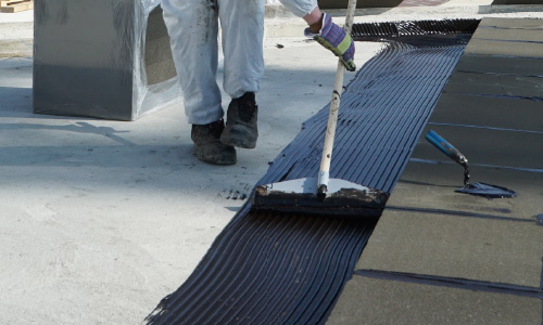 Adhesives being applied