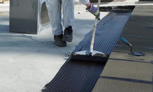 Adhesives being applied