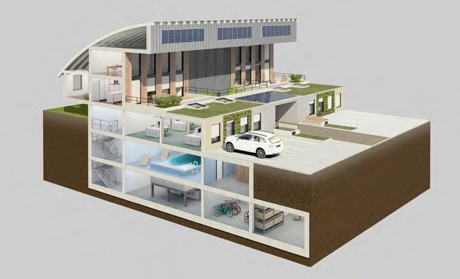 Picture of a building showing the insulation