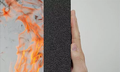 Hand against FOAMGLAS insulation