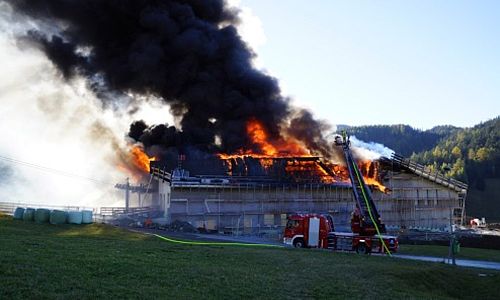 Nauders cable car centre Austria on fire