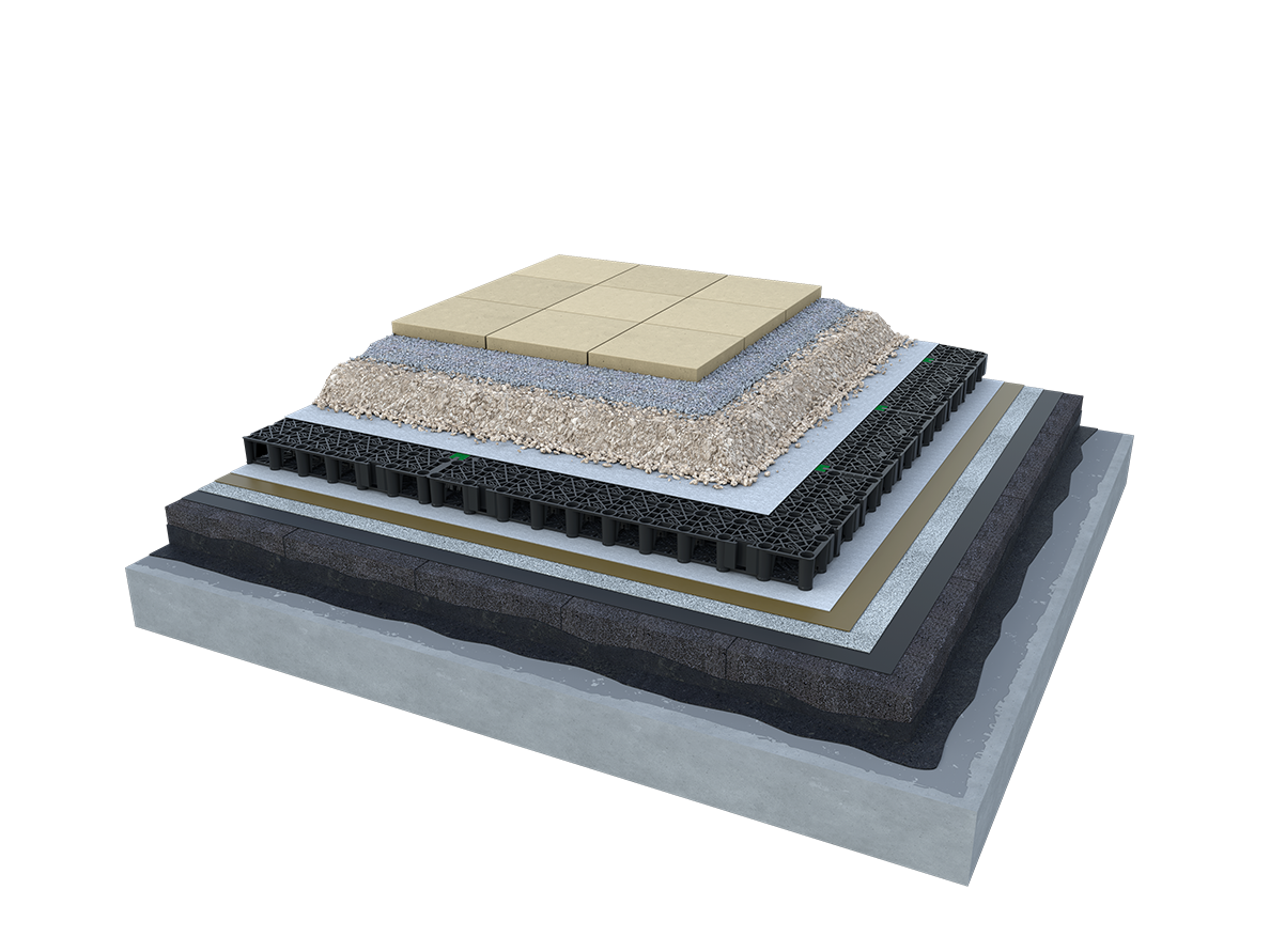 Dachkonstruktion: Warmdach mit Abdichtung, ohne Gefälle