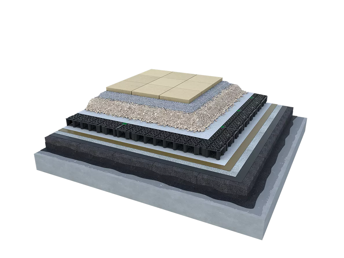 Dachkonstruktion: Warmdach mit Abdichtung, ohne Gefälle