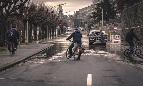 Street with water flooding 