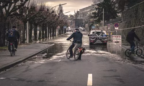 Street with water flooding