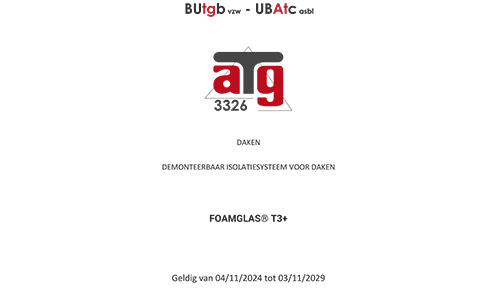 ATG 3326 Certificate of technical conformity of the FOAMGLAS Reusable Roof system with FOAMGLAS T3 N