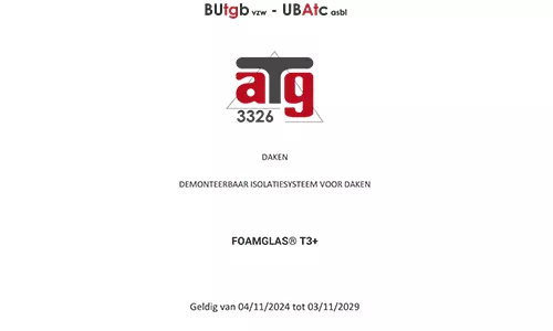 ATG 3326 Certificate of technical conformity of the FOAMGLAS Reusable Roof system with FOAMGLAS T3 N
