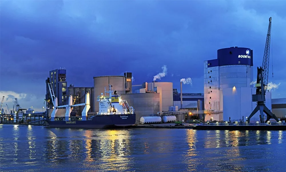 Malting plant by dusk