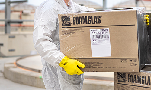 Foamglas HLB insulation at storage tank terminal