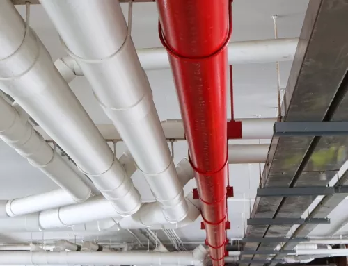 Chilled water and sprinkler pipes in building