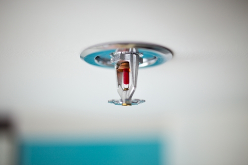 Fire sprinkler on ceiling
