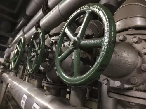 Large valves of industrial chilled water system