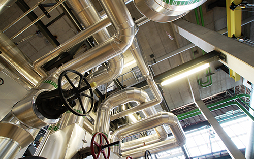 Steel pipelines in chemical plant