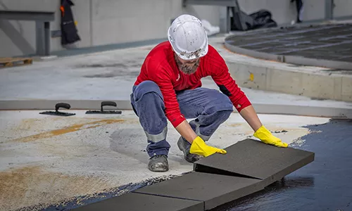 Foamglas tank base insulation block laying