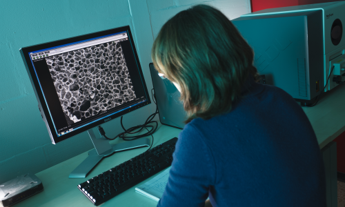 Colleague checking Foamglas structure