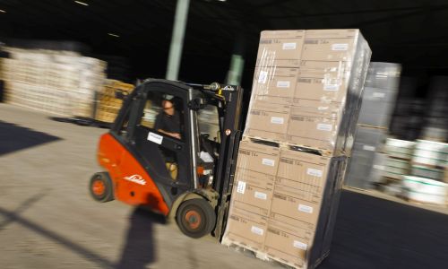 Fork lift driver with Foamglas products