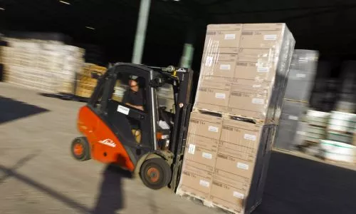 Fork lift driver with Foamglas products